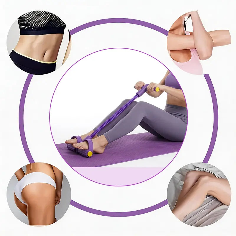 Multi-Functional Pedal Resistance 6-Strand Heavy Duty Abdominal Crunch Fitnessequipment - Leg & Core Workout, Sit-Up Assist,Home Gym Exercise, Non-Slip Foot Pedal &Resistance Bands (Portable)