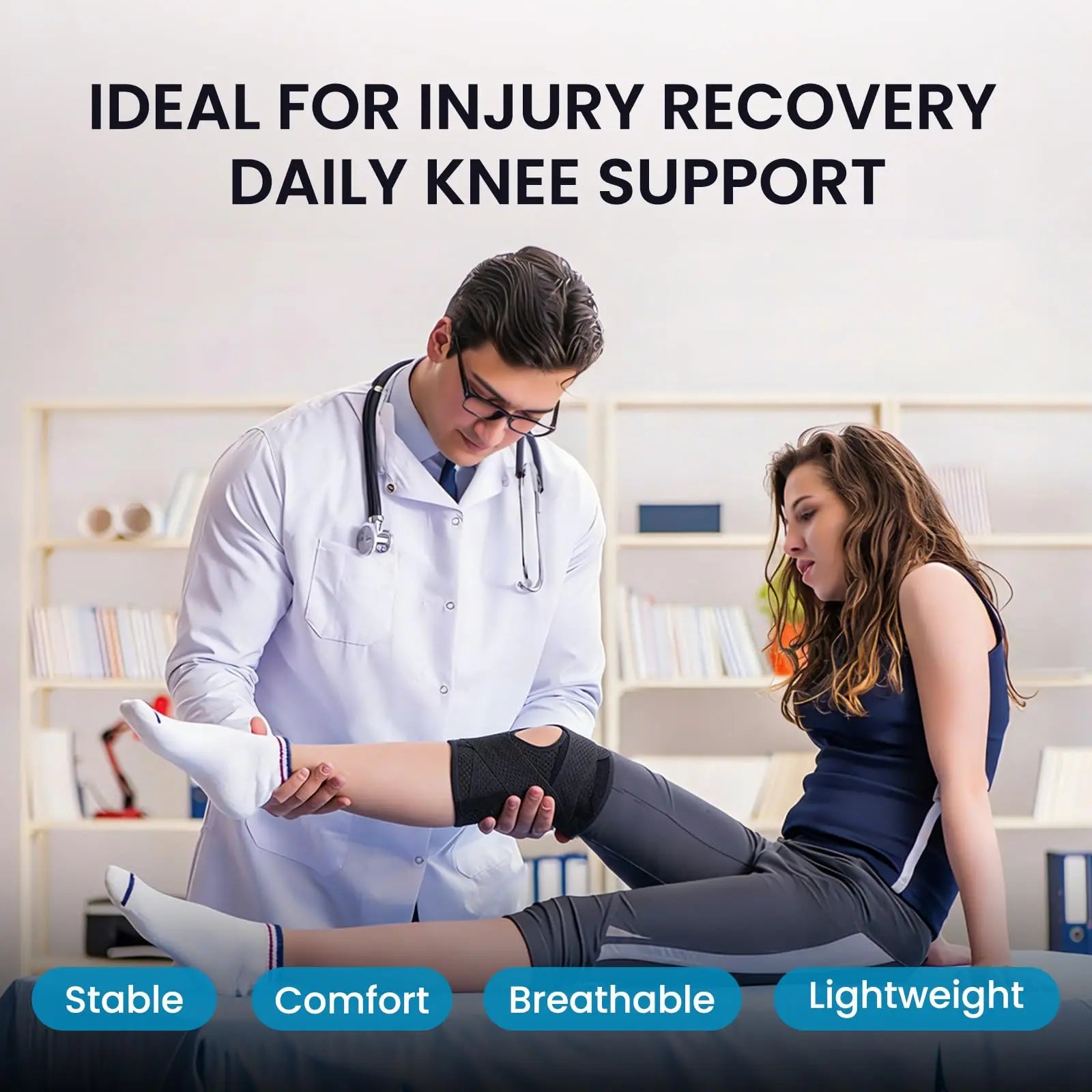 Unisex Adjustable Knee Brace - Breathable Polyester Mesh Fabric, Open-Patella Design for Running Relief, Hiking/Light Outdoor Use, Sporty Protective Gear for Arthritis Pain Relief
