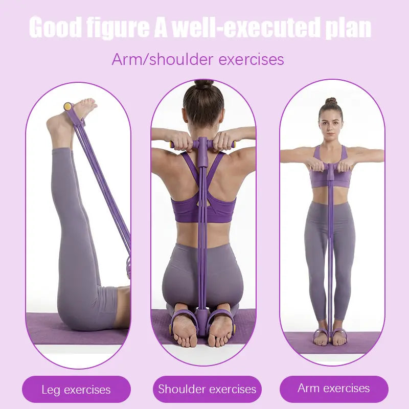 Multi-Functional Pedal Resistance 6-Strand Heavy Duty Abdominal Crunch Fitnessequipment - Leg & Core Workout, Sit-Up Assist,Home Gym Exercise, Non-Slip Foot Pedal &Resistance Bands (Portable)
