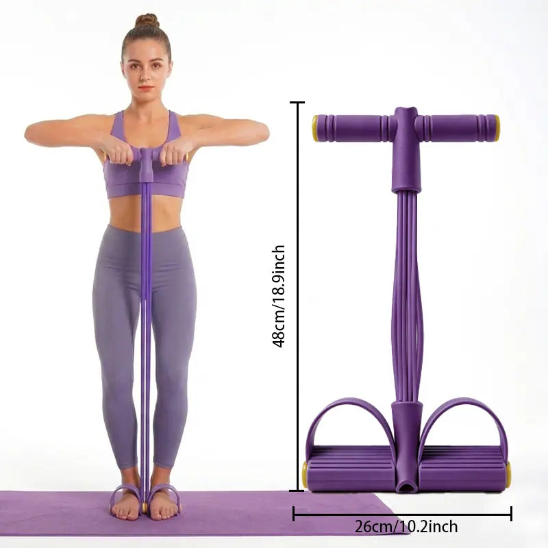 Multi-Functional Pedal Resistance 6-Strand Heavy Duty Abdominal Crunch Fitnessequipment - Leg & Core Workout, Sit-Up Assist,Home Gym Exercise, Non-Slip Foot Pedal &Resistance Bands (Portable)