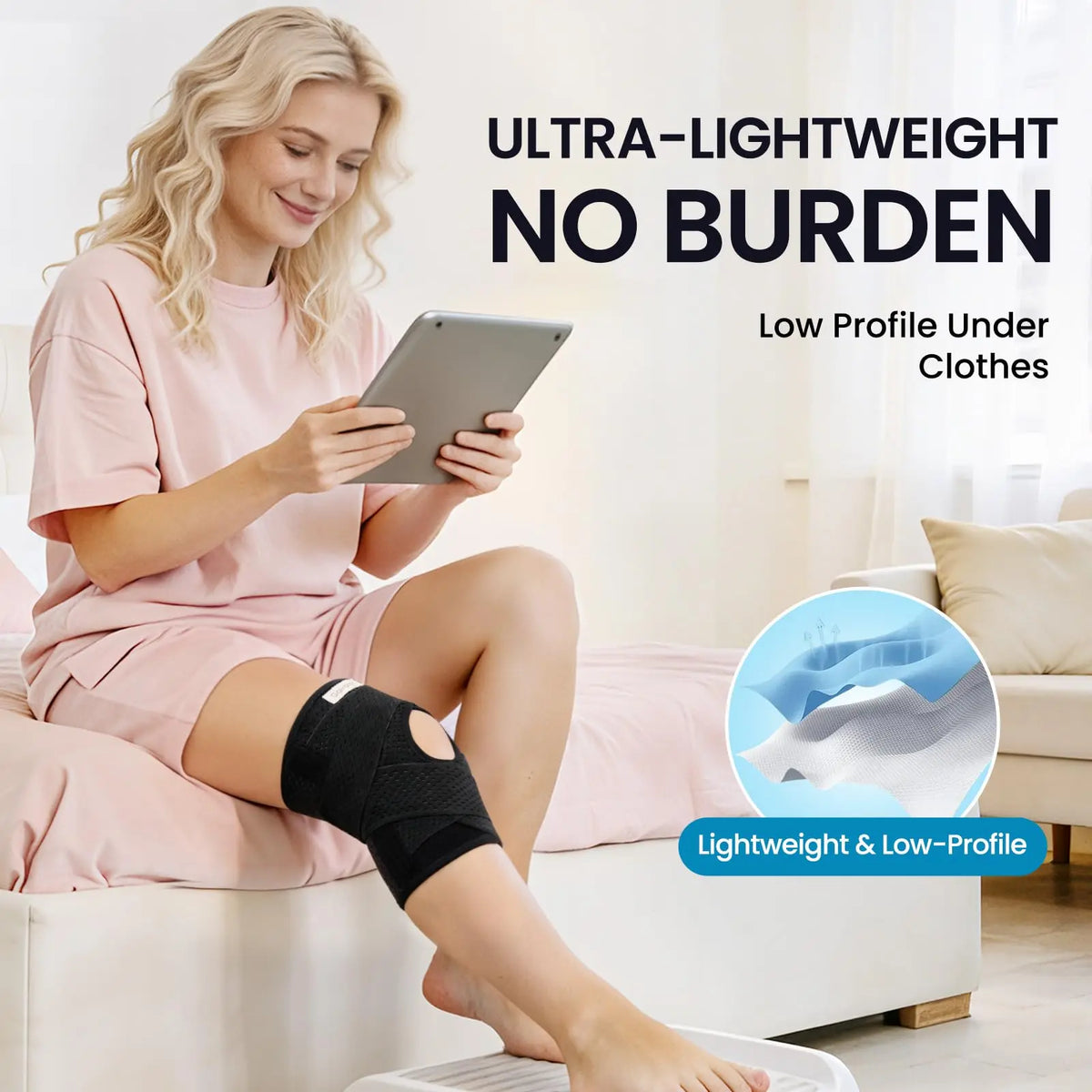 Unisex Adjustable Knee Brace - Breathable Polyester Mesh Fabric, Open-Patella Design for Running Relief, Hiking/Light Outdoor Use, Sporty Protective Gear for Arthritis Pain Relief